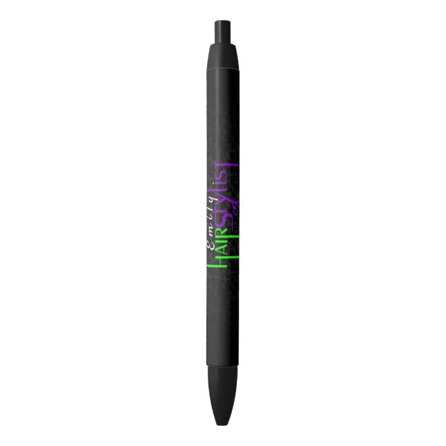 Caneta Preta Design de texto Verde E Roxo (Frente Vertical)