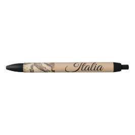 Caneta Preta Design Exclusivo de Mapa Antigo da Itália