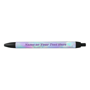 Caneta Preta Design Iridescente Azul-Verde e Roxo, Nome ou Seu