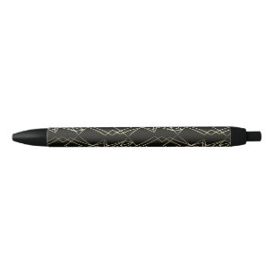 Caneta Preta Design retrô clássico em preto e Dourado