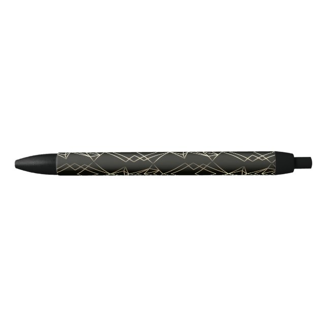 Caneta Preta Design retrô clássico em preto e Dourado (Frente)