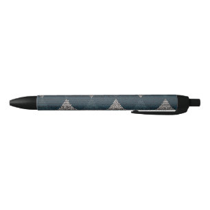 Caneta Preta Diamante Azul Vidro Pintado