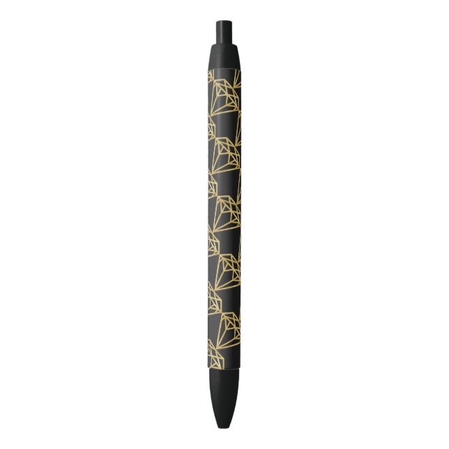 Caneta Preta Diamante Dourado (Frente Vertical)