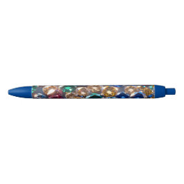 Caneta Preta Diamantes De Muitas Cores