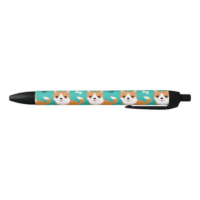 Caneta Preta Do cão bonito do Corgi de Kawaii teste padrão (Parte Inferior)