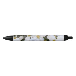 Caneta Preta Dogwood White Floral Flowers Pens