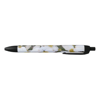 Caneta Preta Dogwood White Floral Flowers Pens