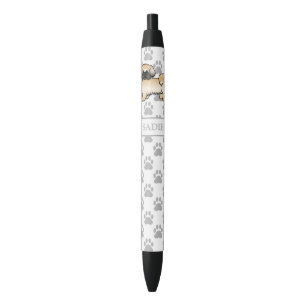 Caneta Preta Dourado com o nome e o nome do desenho animado Shi