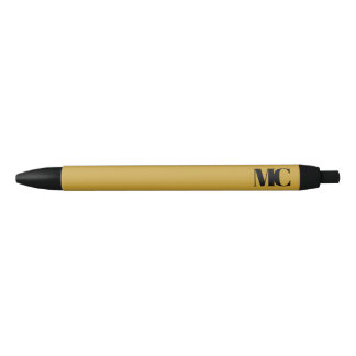 Caneta Preta Dourado Preto Monograma Monogramado Elegante Moder