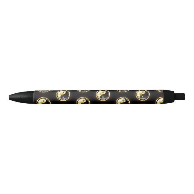 Caneta Preta Dourado Yin Yang a preto (Frente)