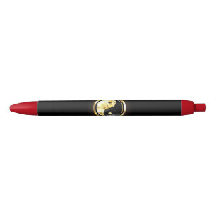 Caneta Preta Dourado Yin Yang a preto