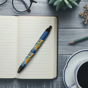 Caneta Preta Dragão Chinês Verde Koi