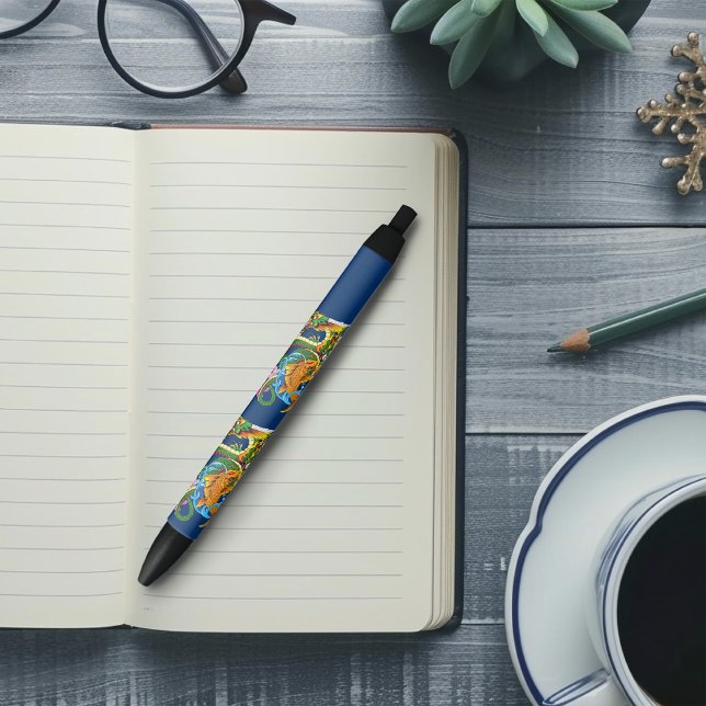 Caneta Preta Dragão Chinês Verde Koi (Criador carregado)