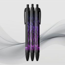 Caneta Preta Dragão Negro e Roxo Fumaça com o seu nome