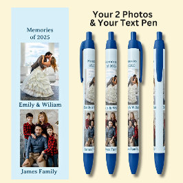 Caneta Preta Duas fotos, data do nome, seu texto azul, em azul