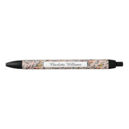 Caneta Preta Dusty Rosa Boho Floral Watercolor Basic
