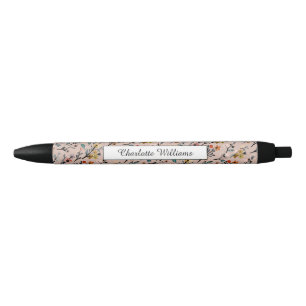 Caneta Preta Dusty Rosa Boho Floral Watercolor Basic