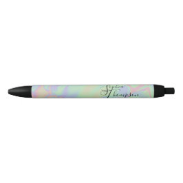 Caneta Preta Efeito Holográfico Moderno Script Arco-íris Pastel