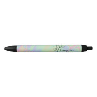 Caneta Preta Efeito Holográfico Moderno Script Arco-íris Pastel