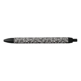 Caneta Preta Elegant Black White Abstract  