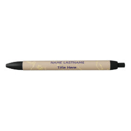 Caneta Preta Elegante BG branco & flor azul personalizado 