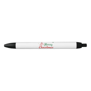 Caneta Preta Elegante Design de Natal Feliz