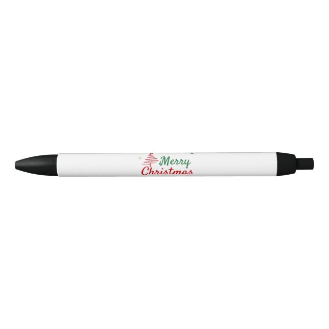 Caneta Preta Elegante Design de Natal Feliz (Frente)