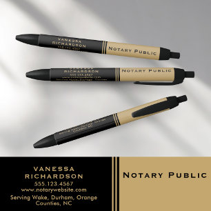 Caneta Preta Elegante Marketing Promocional de Notário Preto e