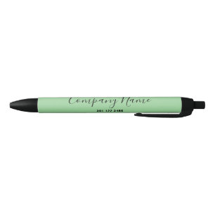 Caneta Preta Elegante Mint Verde - Número de Telefone Preto e