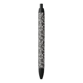 Caneta Preta Elegante Preto Branco Abstrato