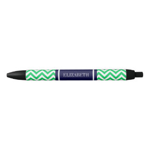 Caneta Preta Emerald White LG Chevron Marinho Blue Name Monogra