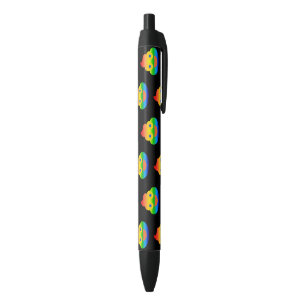 Caneta Preta Emoji de Cocô Engraçado Arco-íris de Cores Face So