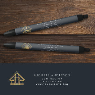 Caneta Preta Empresa de Construção de Edifício Azul