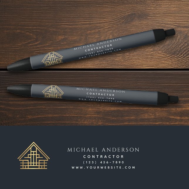 Caneta Preta Empresa de Construção de Edifício Azul (Criador carregado)