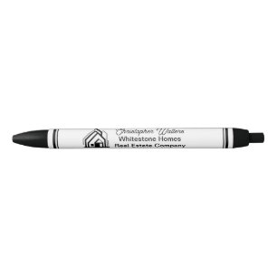 Caneta Preta Empresa de Imóveis Logotipo Personalizado Corretor