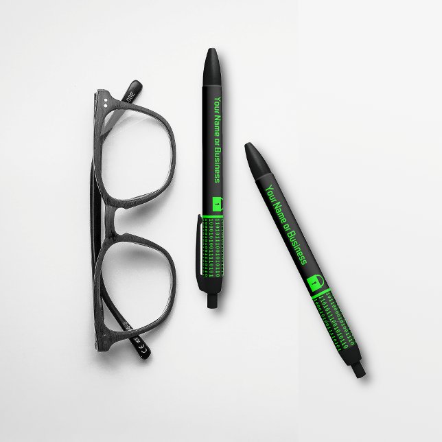 Caneta Preta Empresa de TI: Secure Data Digital Ones & Zeroes (Criador carregado)