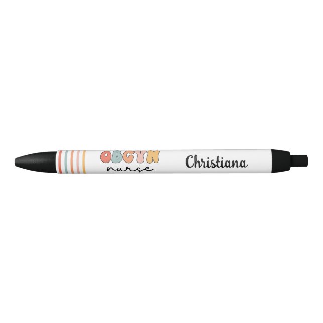Caneta Preta Enfermeiro de OBGYN Personalizado (Frente)