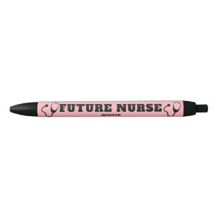 Caneta Preta Enfermeiro Futuro Stethoscope Coral Rosa Personali