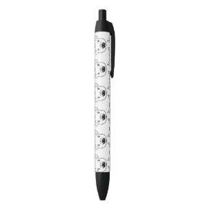 Caneta Preta Esboço de rosto de porco engraçado preto e branco 