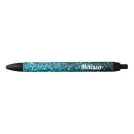 Caneta Preta Espargos brilhantes azul-aqua brilhante personaliz