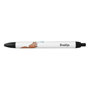 Caneta Preta Esquilo vermelho bonito com desenho animado