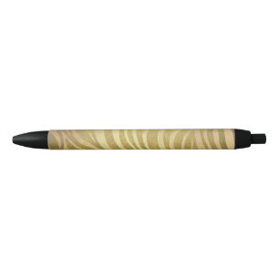 Caneta Preta Estampa de Zebra em Bronze Dourado Safari da Selva