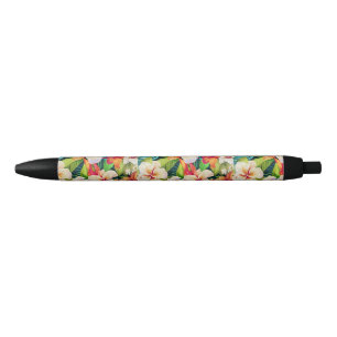 Caneta Preta Estilo de Pintura a Óleo Floral Tropical