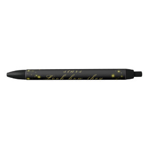 Caneta Preta Estrelas Douradas personalizadas e brilhantes a pr