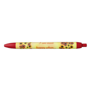Caneta Preta Eu estou muito feliz quando, girassol estava com c