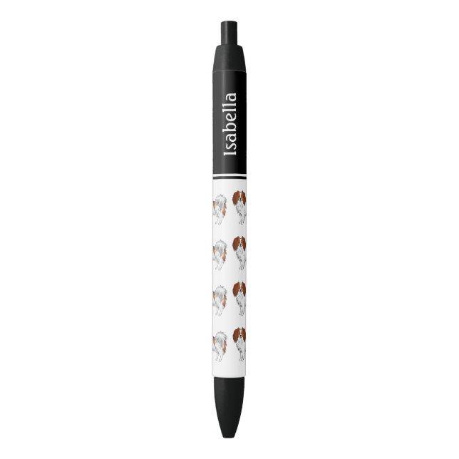 Caneta Preta Falcão Vermelho e Branco Cachorros Fofos Com Nome  (Frente Vertical)