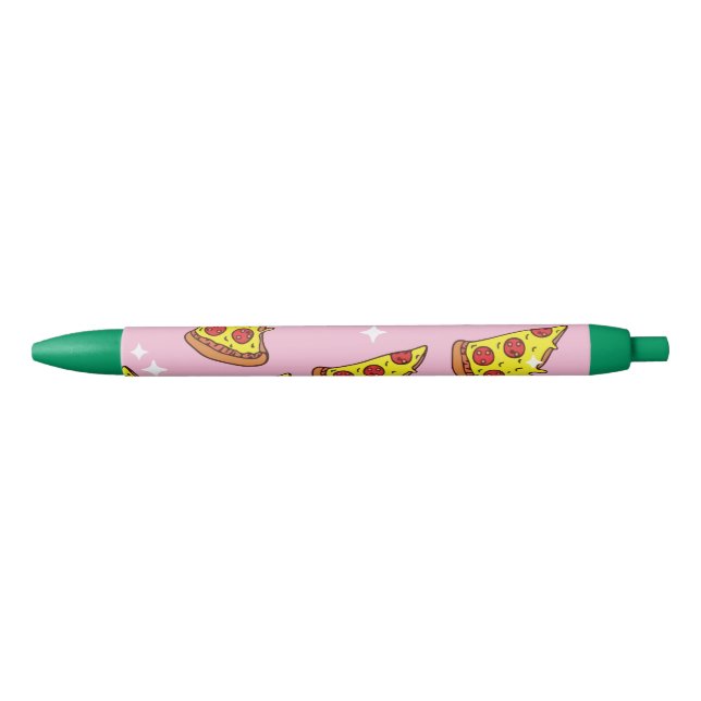 Caneta Preta Fatias de Pizza Estilo Retro Padrão Contínuo (Frente)