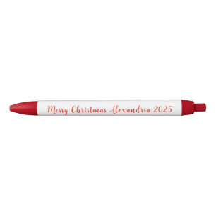 Caneta Preta Feliz Natal Nome Vermelho 2025