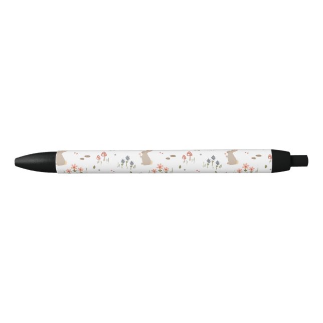 Caneta Preta Felz pascoa Bunny Wildflower Cute Stationery (Frente)