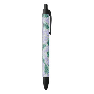 Caneta Preta Fern roxo verde deixa padrão de flores retrô 70s